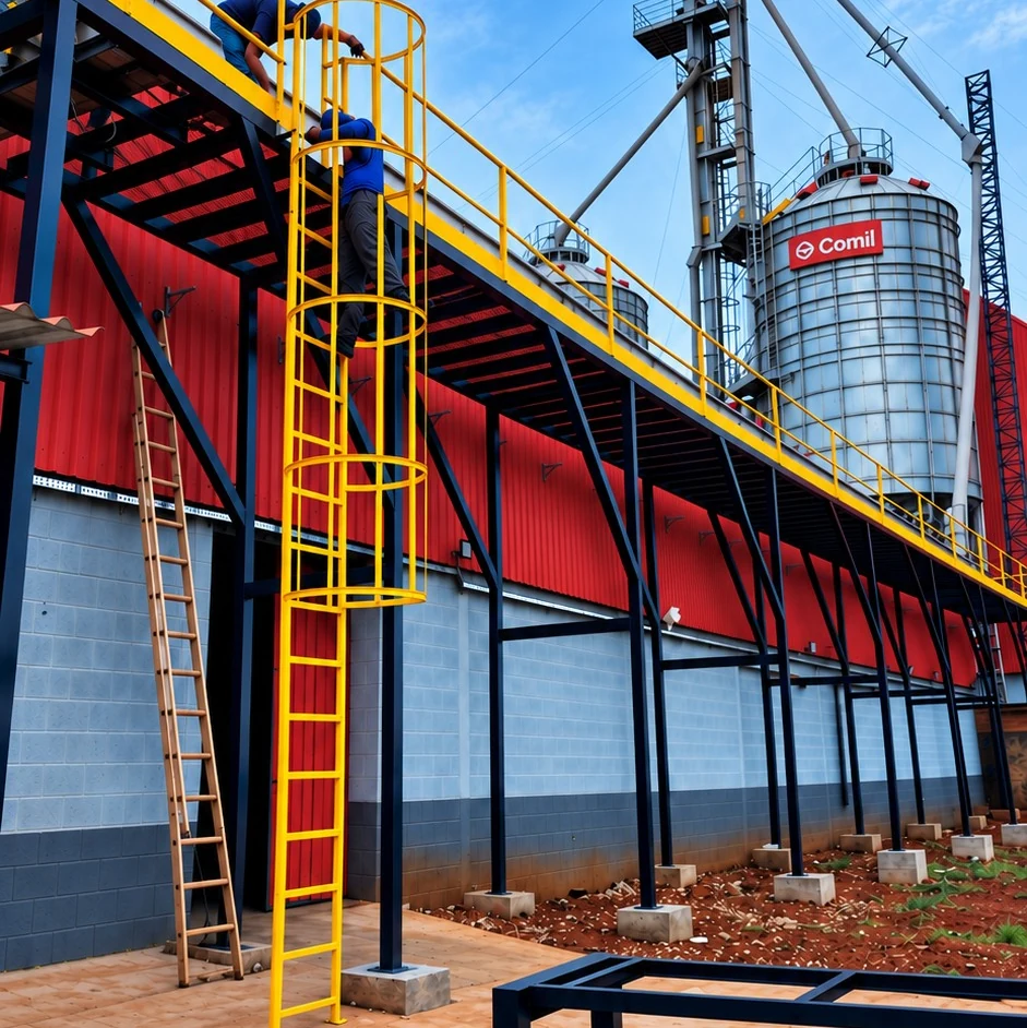 Escada marinheiro e plataforma industrial